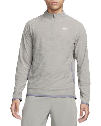 Nike Dri-fit Half Zip Midlayer Trail Running Top - Gray