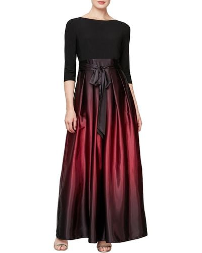 SLNY Tie Waist Ombrè Skirt Gown - Red