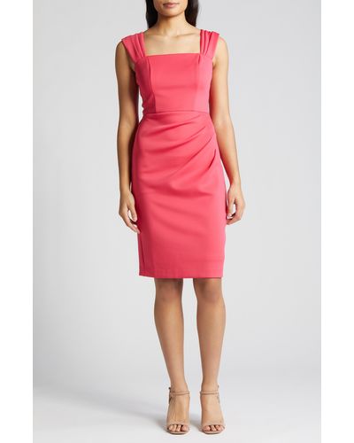 Vince Camuto Pleated Scuba Dress - Red