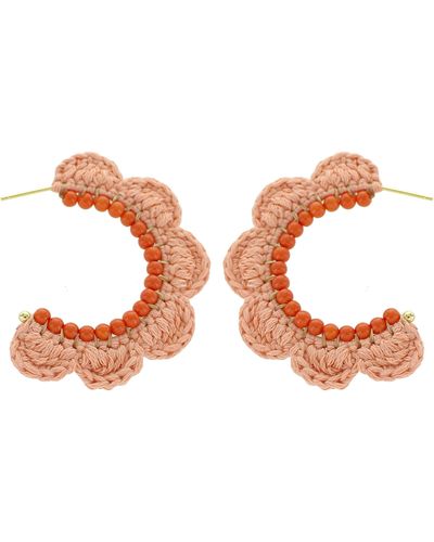 Panacea Scallop Crochet Hoop Earrings - Orange