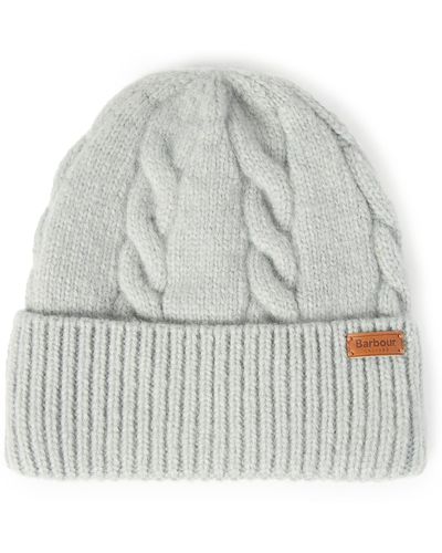 Barbour Meadow Cable Knit Beanie - White