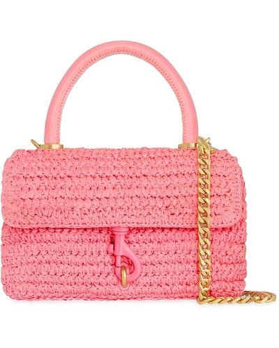 Rebecca Minkoff Edie Top Handle Straw Satchel Bag - Pink