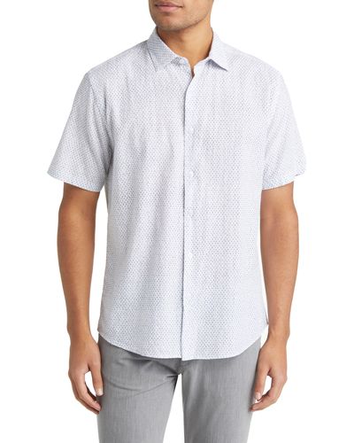 Robert Barakett Jones Microdot Short Sleeve Button-up Shirt - White