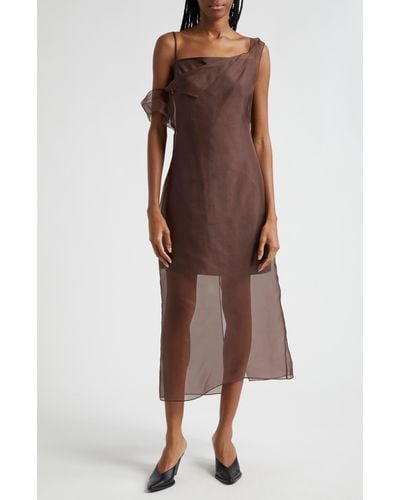 Stine Goya Roxanna One-shoulder Silk Dress - Brown