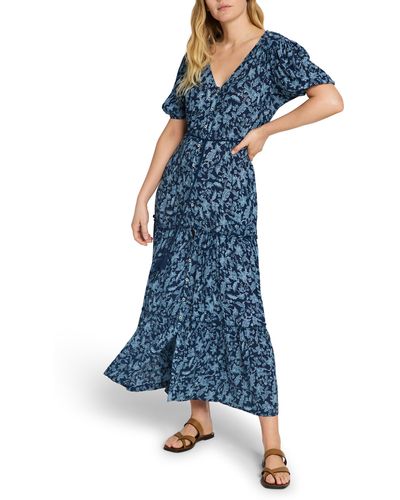 Faherty Orinda Floral Maxi Dress - Blue