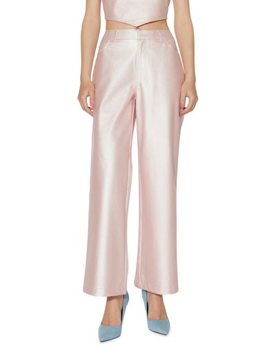 Something New Marie Coated Ankle Wide Leg Pants - Pink