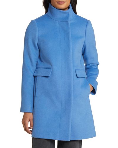 Sam Edelman Longline Wool Blend Coat - Blue
