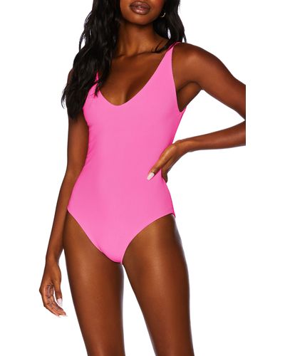 Beach Riot Reese Rib One-piece Swimsuit - Pink