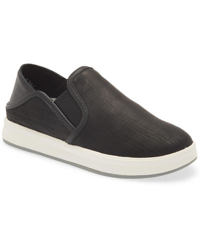 Olukai Ki'ihele Leather Slip-on Sneaker - Black