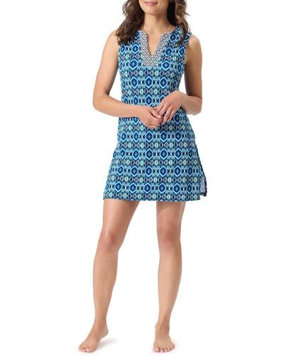 Tommy Bahama Island Cays Cover-up Skirted Romper - Blue