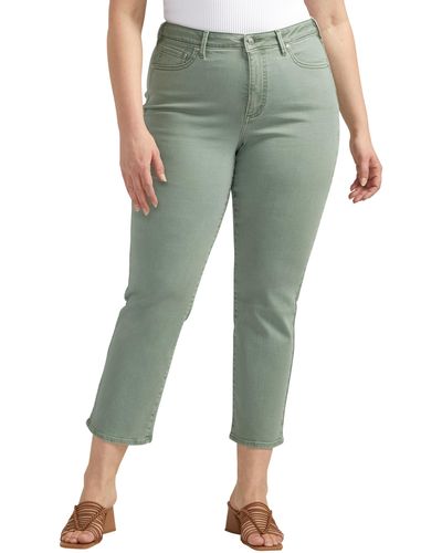 Silver Jeans Co. Isbister Garment Dyed High Waist Straight Leg Jeans - Green