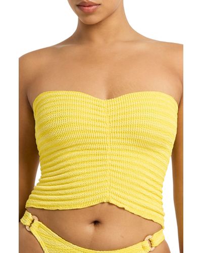 Bondeye Dara Stripe Cover-up Tube Top/skirt - Yellow