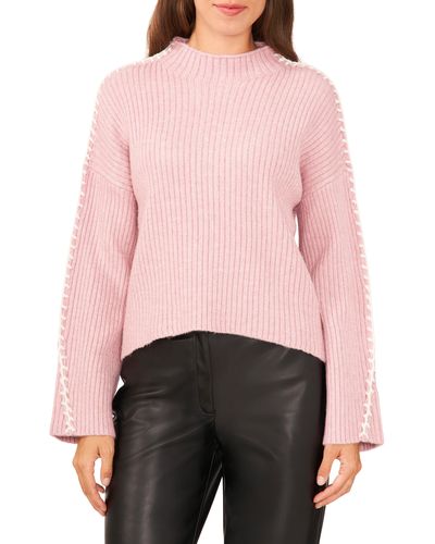 Halogen® Halogen(r) Contrast Stitch Sweater - Pink