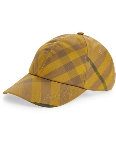 Burberry Washed Check Twill Adjustable Baseball Cap - Yellow