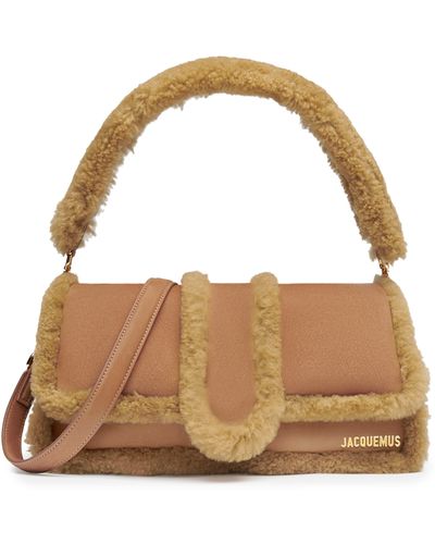 Jacquemus Le Bambimou Doux Leather & Genuine Shearling Satchel - Brown