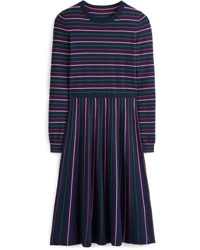 Boden Maria Stripe Long Sleeve Knit Dress - Blue