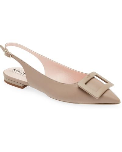 Roger Vivier Gommettime Pointed Toe Slingback Flat - Brown