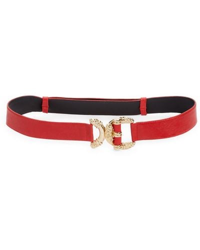 Raina Viper D-ring Buckle Leather Belt - Red