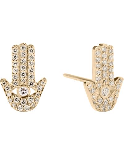 Lana Jewelry Hamsa Diamond Stud Earrings - White