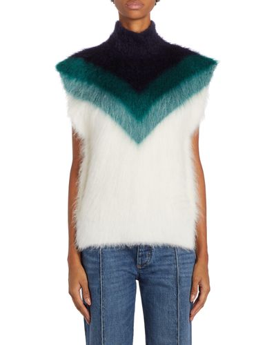 Bottega Veneta Wool & Mohair Blend Sleeveless Turtleneck Sweater - Blue