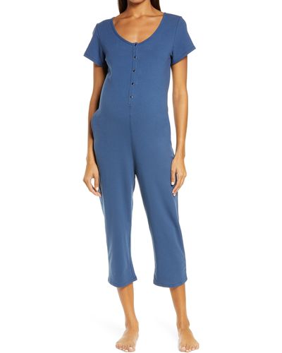 Belabumbum Short Sleeve Nursing/maternity Romper - Blue