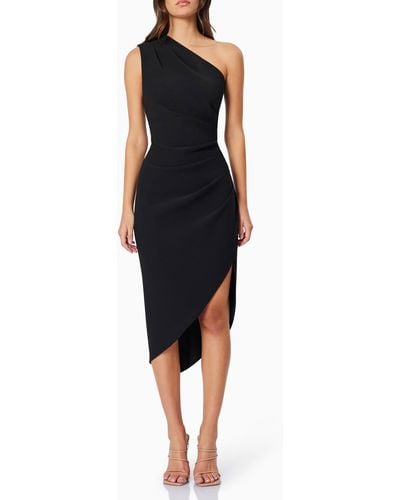 Elliatt Xara One-shoulder Asymmetric Crepe Cocktail Dress - Black