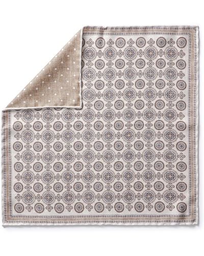 Jack Victor Selby Reversible Silk Pocket Square - Gray
