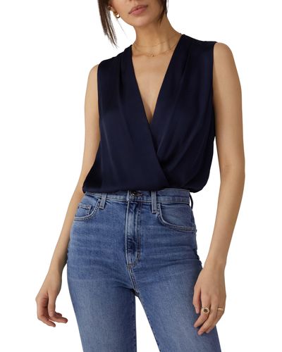 FAVORITE DAUGHTER The Date Sleeveless Wrap Blouse - Blue