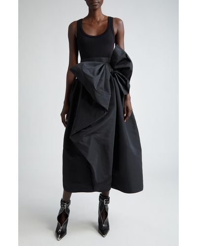 Alexander McQueen Cut & Sew Mixed Media Bow Detail Dress - Black