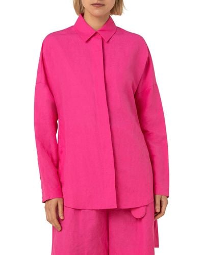 Akris Punto Long Sleeve Button-up Blouse - Pink