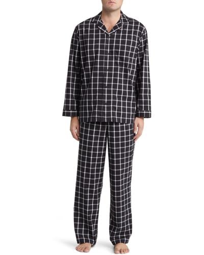 Nordstrom Plaid Poplin Pajamas - Black