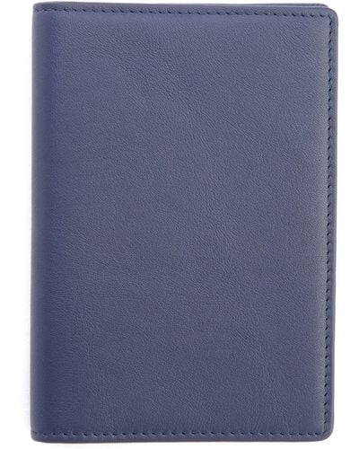 ROYCE New York Personalized Leather Vaccine Card Holder - Blue