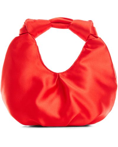 Mango Metallic Satin Handbag - Red
