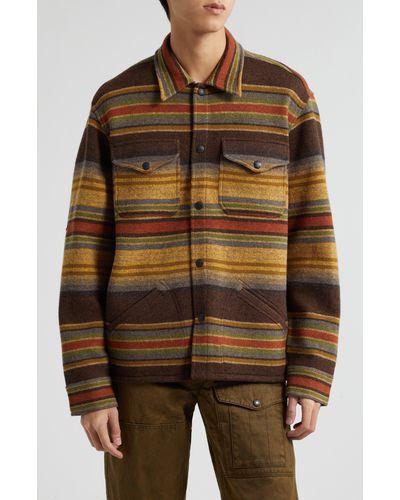 Ralph Lauren Stripe Wool Overshirt - Brown