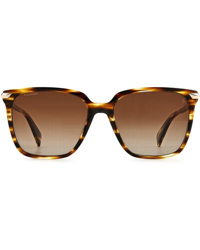Rag & Bone 55mm Polarized Gradient Rectangle Sunglasses - Brown