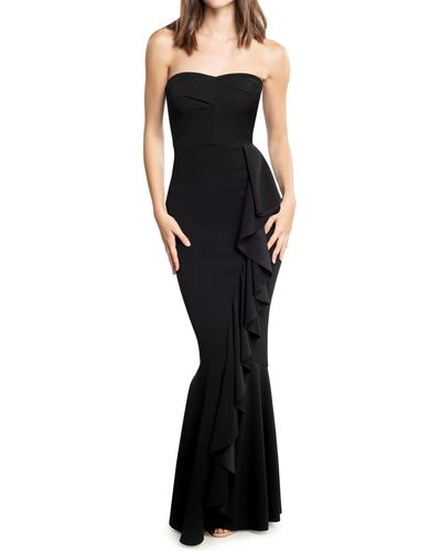 Dress the Population Paris Ruffle Strapless Mermaid Gown - Black