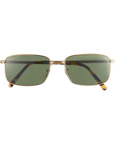 Ray-Ban 57mm Polarized Rectangular Sunglasses - Green