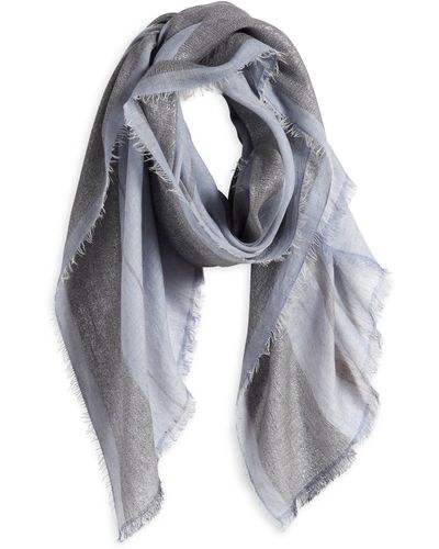Jane Carr The Solitaire Metallic Long Scarf - Blue