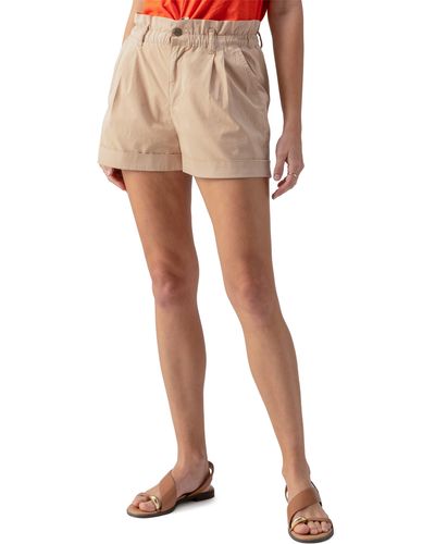Sanctuary Paperbag Elastic Waist Poplin Shorts - Natural