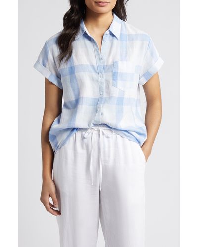 Caslon Caslon(r) Linen Blend Camp Shirt - Blue