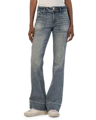 Kut From The Kloth Ana Mid Rise Flare Jeans - Blue