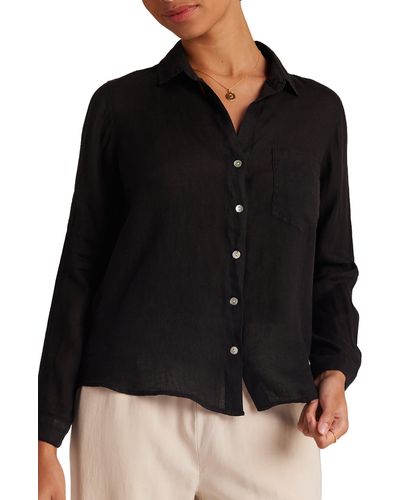 Bella Dahl Garment Dyed Linen Button-up Shirt - Black