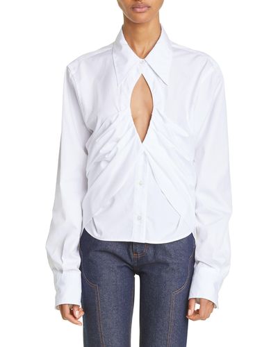 K.ngsley K. Ngsley Gender Inclusive The Girl Cutout Button-up Shirt - White