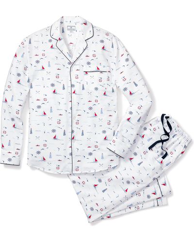 Petite Plume Sail Away Woven Cotton Pajamas - White