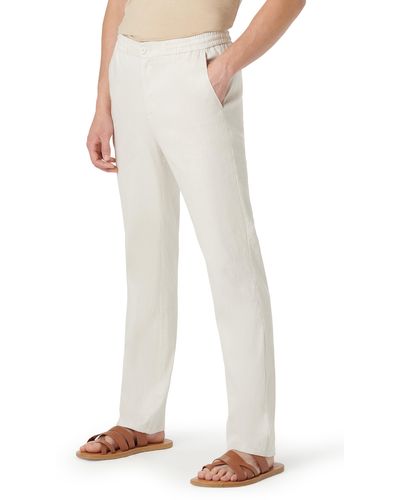 Bugatchi Stretch Cotton & Linen Pants - White
