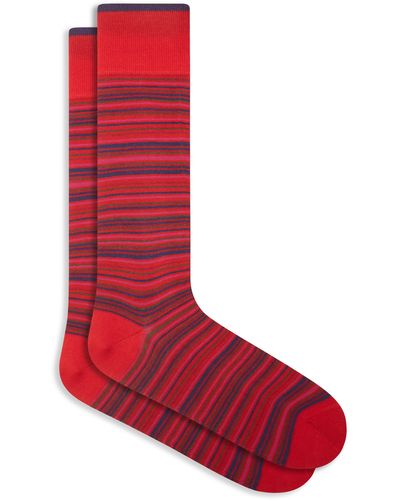 Bugatchi Stripe Mercerized Cotton Blend Socks - Red