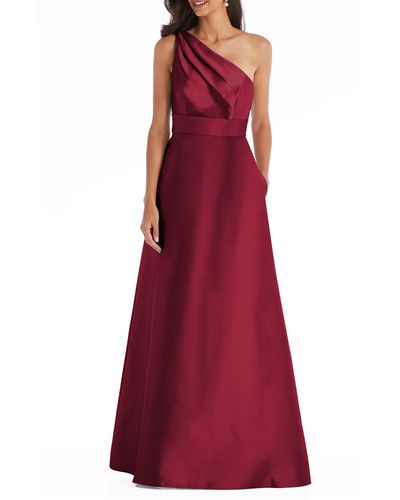 Alfred Sung One-shoulder A-line Gown - Red