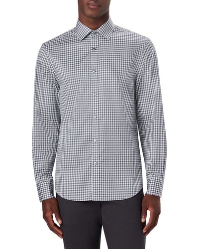 Bugatchi Gingham Stretch Cotton Button-up Shirt - Gray