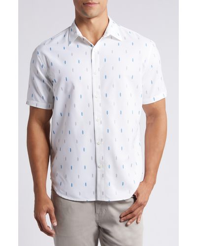 Fundamental Coast Boards Short Sleeve Recycled Polyester Button-up Shirt - White