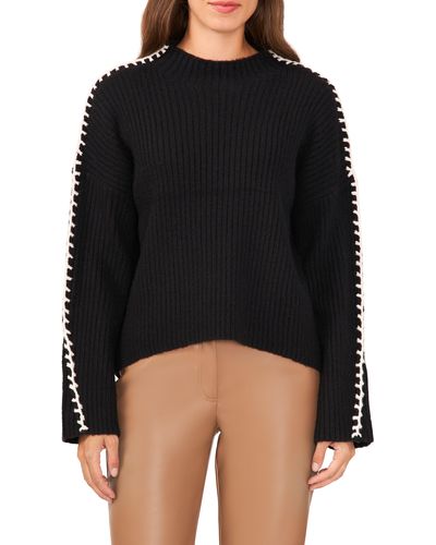 Halogen® Halogen(r) Contrast Stitch Sweater - Black